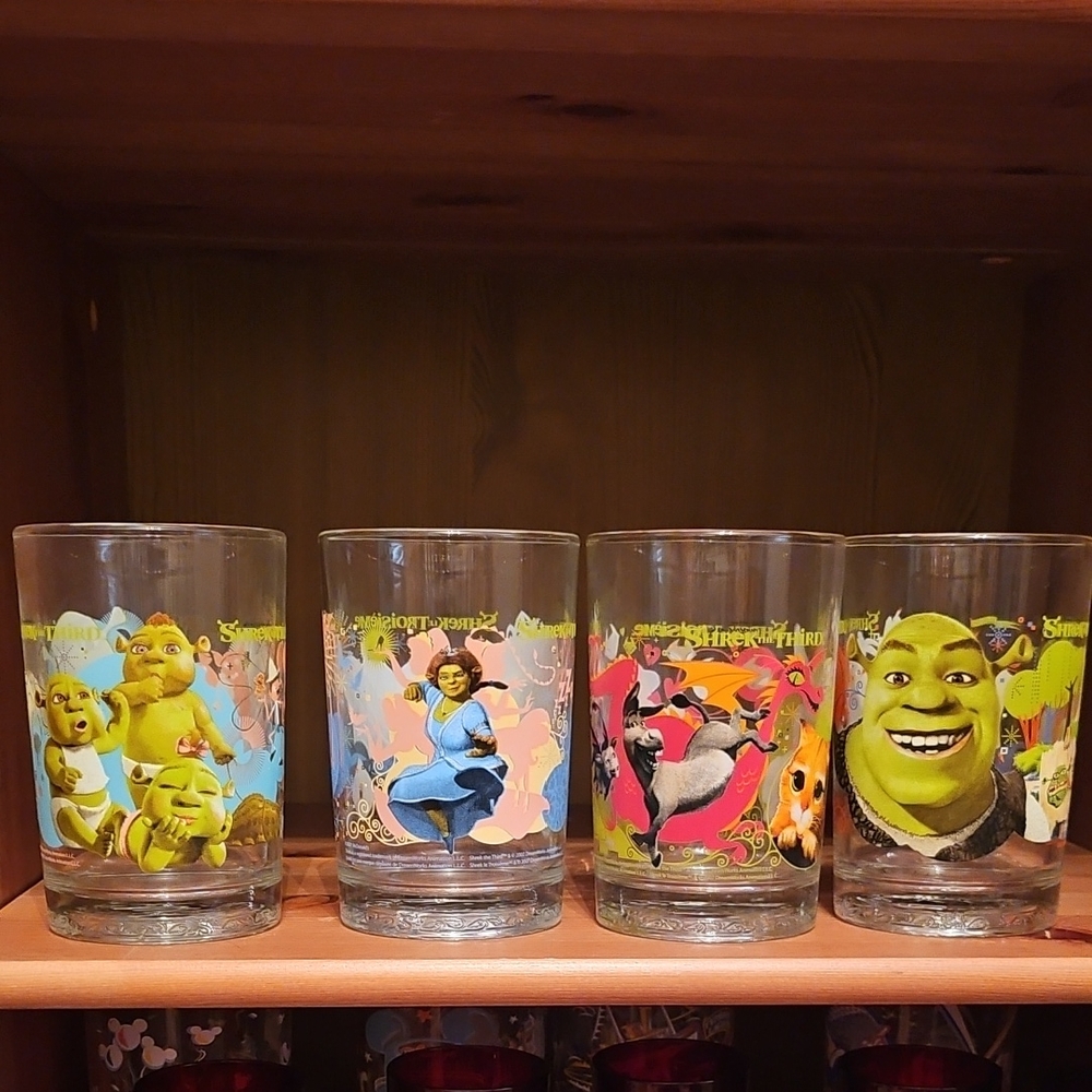 2007 Shrek The Third Mcdonalds Glasses - Sold As A Set Only